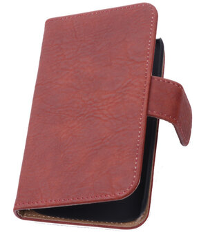 Rood Hout Hoesje voor Samsung Galaxy S4 Mini i9190 Book/Wallet Case/Cover