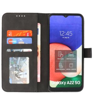 Samsung Galaxy A22 5G Hoesje - Portemonnee Book Case - Kaarthouder &amp; Magneetlipje - Kunstleer - Zwart