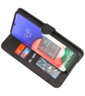 Samsung Galaxy A22 5G Hoesje - Portemonnee Book Case - Kaarthouder &amp; Magneetlipje - Kunstleer - Zwart