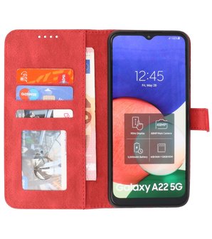 Samsung Galaxy A22 5G Hoesje - Portemonnee Book Case - Kaarthouder &amp; Magneetlipje - Kunstleer - Rood