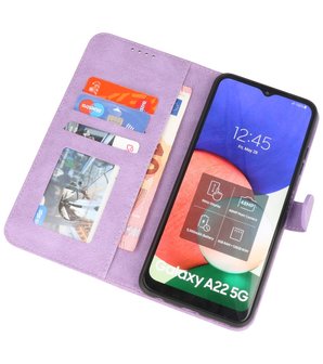 Samsung Galaxy A22 5G Hoesje - Portemonnee Book Case - Kaarthouder &amp; Magneetlipje - Kunstleer - Paars