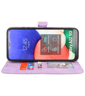 Samsung Galaxy A22 5G Hoesje - Portemonnee Book Case - Kaarthouder &amp; Magneetlipje - Kunstleer - Paars