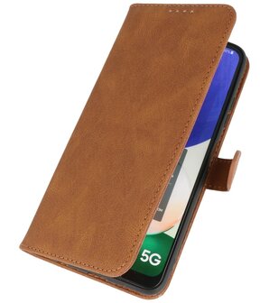 Samsung Galaxy A22 5G Hoesje - Portemonnee Book Case - Kaarthouder &amp; Magneetlipje - Kunstleer - Bruin