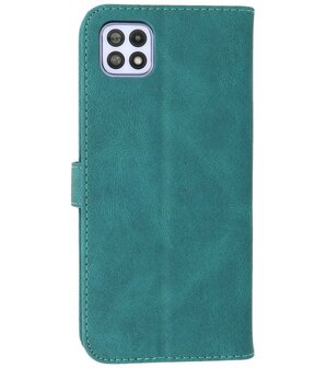 Samsung Galaxy A22 5G Hoesje - Portemonnee Book Case - Kaarthouder &amp; Magneetlipje - Kunstleer - Donker Groen