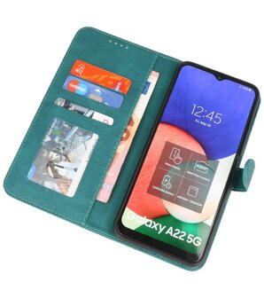 Samsung Galaxy A22 5G Hoesje - Portemonnee Book Case - Kaarthouder &amp; Magneetlipje - Kunstleer - Donker Groen