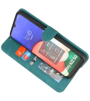 Samsung Galaxy A22 5G Hoesje - Portemonnee Book Case - Kaarthouder &amp; Magneetlipje - Kunstleer - Donker Groen