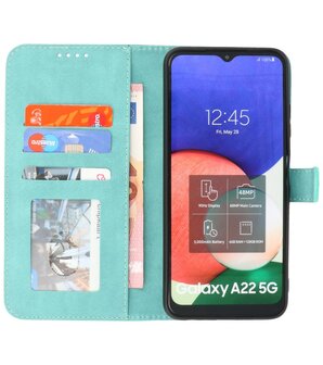 Samsung Galaxy A22 5G Hoesje - Portemonnee Book Case - Kaarthouder &amp; Magneetlipje - Kunstleer - Turqauoise