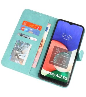 Samsung Galaxy A22 5G Hoesje - Portemonnee Book Case - Kaarthouder &amp; Magneetlipje - Kunstleer - Turqauoise