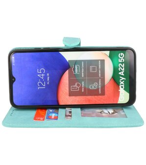 Samsung Galaxy A22 5G Hoesje - Portemonnee Book Case - Kaarthouder &amp; Magneetlipje - Kunstleer - Turqauoise
