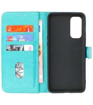 OnePlus Nord 2 5G Hoesje - Book Case Telefoonhoesje - Kaarthouder Portemonnee Hoesje - Wallet Case - Groen