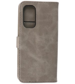 OnePlus Nord 2 5G Hoesje - Book Case Telefoonhoesje - Kaarthouder Portemonnee Hoesje - Wallet Case - Grijs