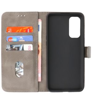 OnePlus Nord 2 5G Hoesje - Book Case Telefoonhoesje - Kaarthouder Portemonnee Hoesje - Wallet Case - Grijs