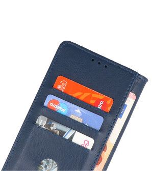 Motorola Moto Edge 2021 Hoesje - Book Case Telefoonhoesje - Kaarthouder Portemonnee Hoesje - Wallet Case - Navy