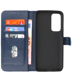 Motorola Moto Edge 2021 Hoesje - Book Case Telefoonhoesje - Kaarthouder Portemonnee Hoesje - Wallet Case - Navy