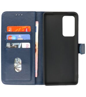 Motorola Moto Edge 20 Pro Hoesje - Book Case Telefoonhoesje - Kaarthouder Portemonnee Hoesje - Wallet Case - Navy