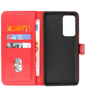 Motorola Moto Edge 20 Pro Hoesje - Book Case Telefoonhoesje - Kaarthouder Portemonnee Hoesje - Wallet Case - Rood