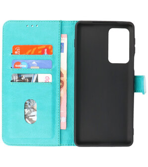 Motorola Moto Edge 20 Pro Hoesje - Book Case Telefoonhoesje - Kaarthouder Portemonnee Hoesje - Wallet Case - Groen