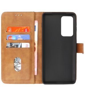 Motorola Moto Edge 20 Pro Hoesje - Book Case Telefoonhoesje - Kaarthouder Portemonnee Hoesje - Wallet Case - Bruin