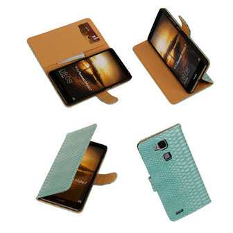 Slang Turquoise Huawei Ascend Mate 7 Bookcase Cover Hoesje 
