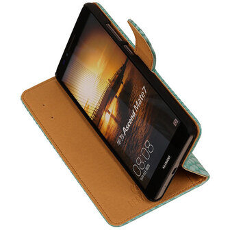 BC Slang Turquoise Hoesje voor Huawei Ascend Mate 7 Stand Bookcase Cover