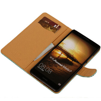 BC Slang Turquoise Hoesje voor Huawei Ascend Mate 7 Stand Bookcase Cover