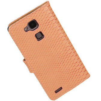 BC Slang Pink Hoesje voor Huawei Ascend Mate 7 Stand Bookcase Cover