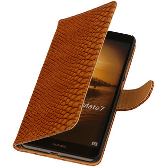 BC Slang Bruin Hoesje voor Huawei Ascend Mate 7 Stand Bookcase Cover
