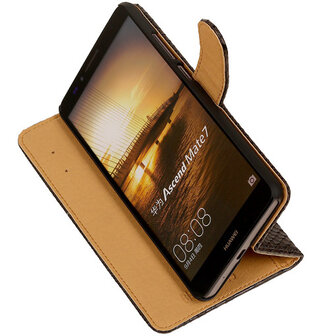 Hoesje voor Huawei Ascend Mate 7 Slang booktype Zwart