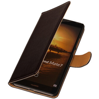 PU Leder Mocca Hoesje voor Huawei Ascend Mate 7 Stand Book/Wallet Case/Cover