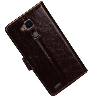 PU Leder Mocca Hoesje voor Huawei Ascend Mate 7 Stand Book/Wallet Case/Cover