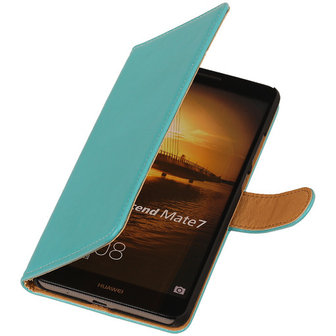PU Leder Turquoise Hoesje voor Huawei Ascend Mate 7 Stand Book/Wallet Case/Cover