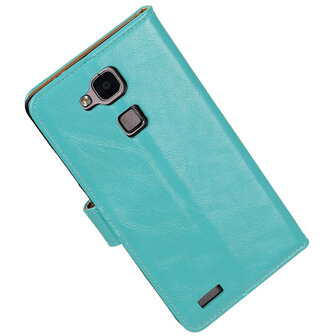 PU Leder Turquoise Hoesje voor Huawei Ascend Mate 7 Stand Book/Wallet Case/Cover