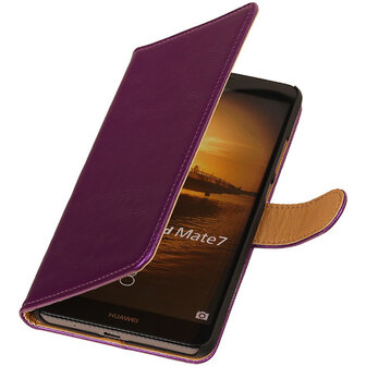 PU Leder Lila Hoesje voor Huawei Ascend Mate 7 Stand Book/Wallet Case/Cover