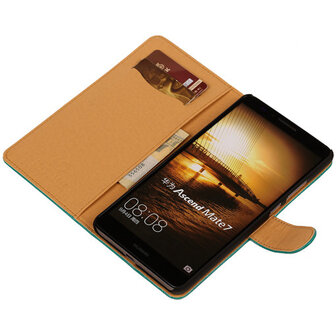 PU Leder Groen Hoesje voor Huawei Ascend Mate 7 Stand Book/Wallet Case/Cover