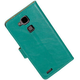 PU Leder Groen Hoesje voor Huawei Ascend Mate 7 Stand Book/Wallet Case/Cover