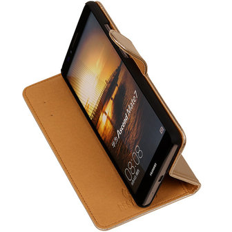 PU Leder Goud Hoesje voor Huawei Ascend Mate 7 Stand Book/Wallet Case/Cover