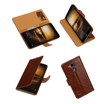PU Leder Bruin Huawei Ascend Mate 7 Book/Wallet Case/Cover 
