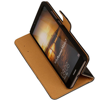 PU Leder Zwart Hoesje voor Huawei Ascend Mate 7 Stand Book/Wallet Case/Cover