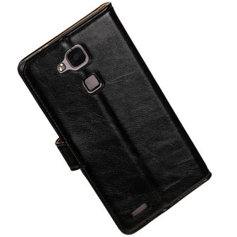PU Leder Zwart Hoesje voor Huawei Ascend Mate 7 Stand Book/Wallet Case/Cover