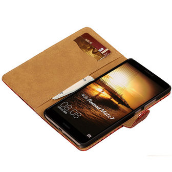 Rood Slang Hoesje voor Huawei Ascend Mate 7 Book/Wallet Case/Cover
