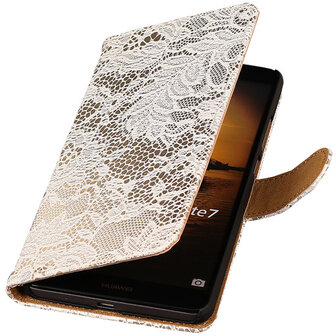 Lace Wit Huawei Ascend Mate 7 Book/Wallet Case/Cover Hoesje