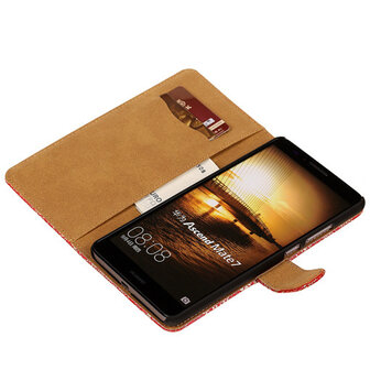 Lace Rood Hoesje voor Huawei Ascend Mate 7 Book/Wallet Case/Cover