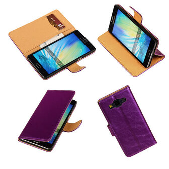 PU Leder Lila Samsung Galaxy A5 Book/Wallet Case/Cover Hoesje