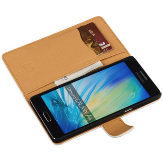 PU Leder Wit Hoesje voor Samsung Galaxy A5 2015 Book/Wallet Case/Cover