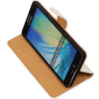 PU Leder Wit Hoesje voor Samsung Galaxy A5 2015 Book/Wallet Case/Cover