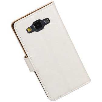 PU Leder Wit Hoesje voor Samsung Galaxy A5 2015 Book/Wallet Case/Cover
