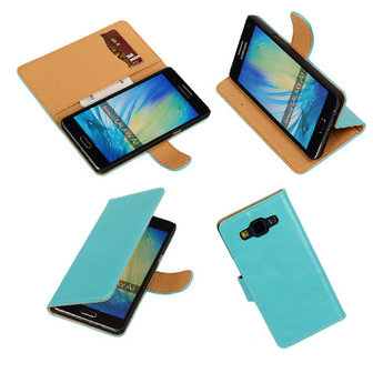 PU Leder Turquoise Samsung Galaxy A5 Book/Wallet Case/Cover Hoesje