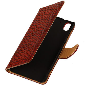 BC Slang Rood Hoesje voor HTC Desire Eye Stand Bookcase Cover