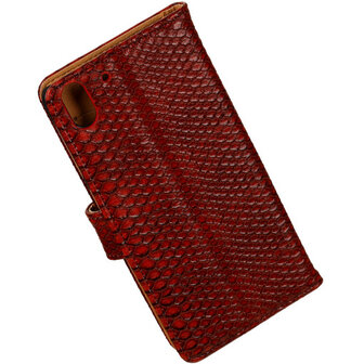 BC Slang Rood Hoesje voor HTC Desire Eye Stand Bookcase Cover