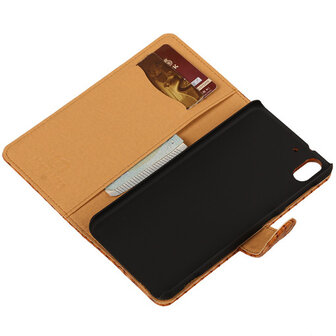 BC Slang Bruin Hoesje voor HTC Desire Eye Stand Bookcase Cover